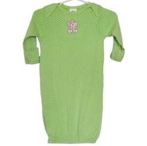 K1103 * Gerber Green Polka Dot Sleep Sack Embroidered Cat Size 0/6M